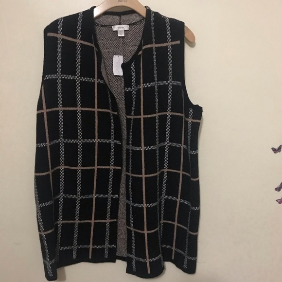 C&B open front plaid plus size sweater vest - Picture 11 of 15